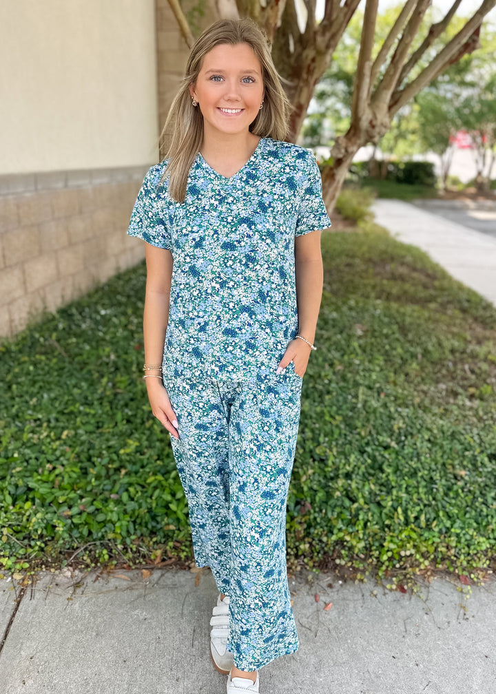Alli Day Dreaming Pajama Pant Set - Blue