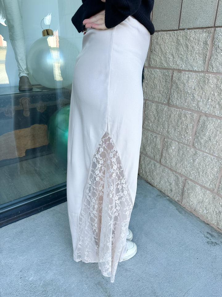 Lori Lace Satin Midi Skirt