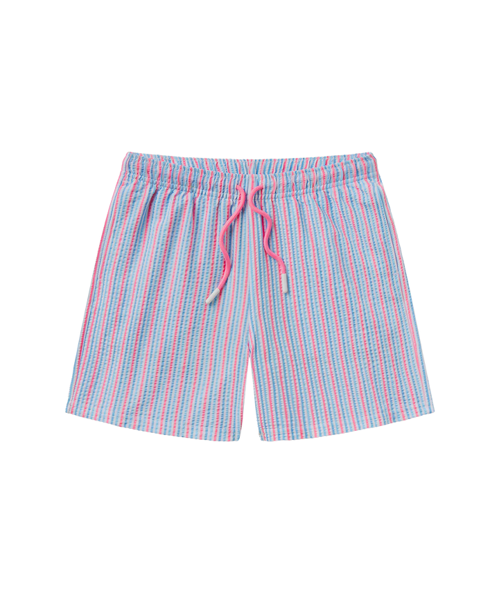 SSCO Boy’s Clubhouse Seersucker Swim Shorts - Berry Tide