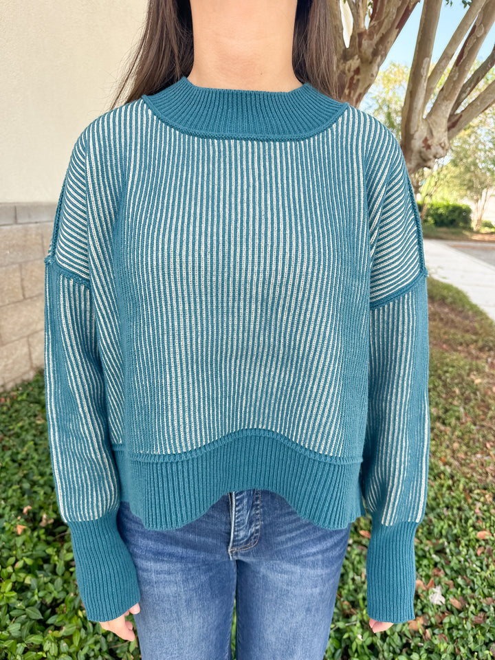Courtney Ribbed Sweater - Teal