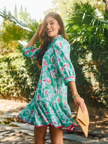 Naomi Dress - Pretty Petals Green