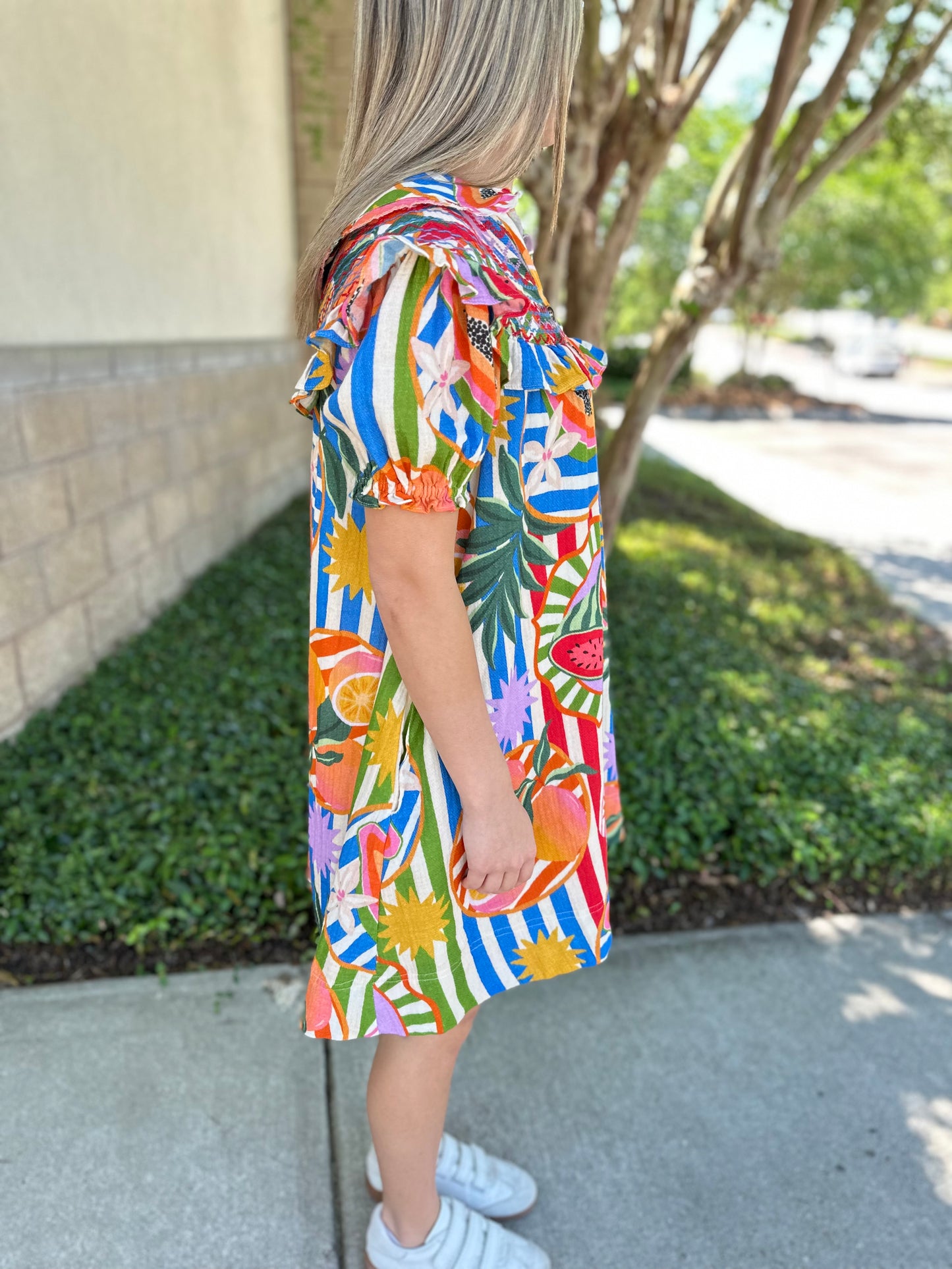 Tropical Island Fruit Stitch Peter Pan Dress