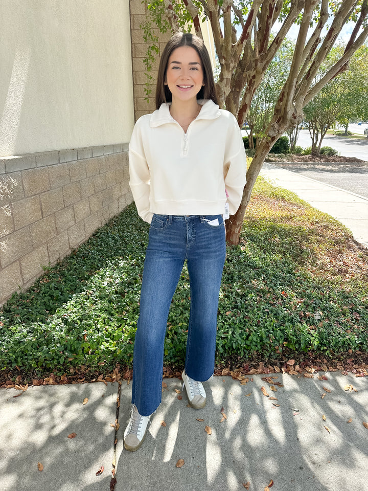 Simply Contrast Quarter Zip - Oatmeal Heather