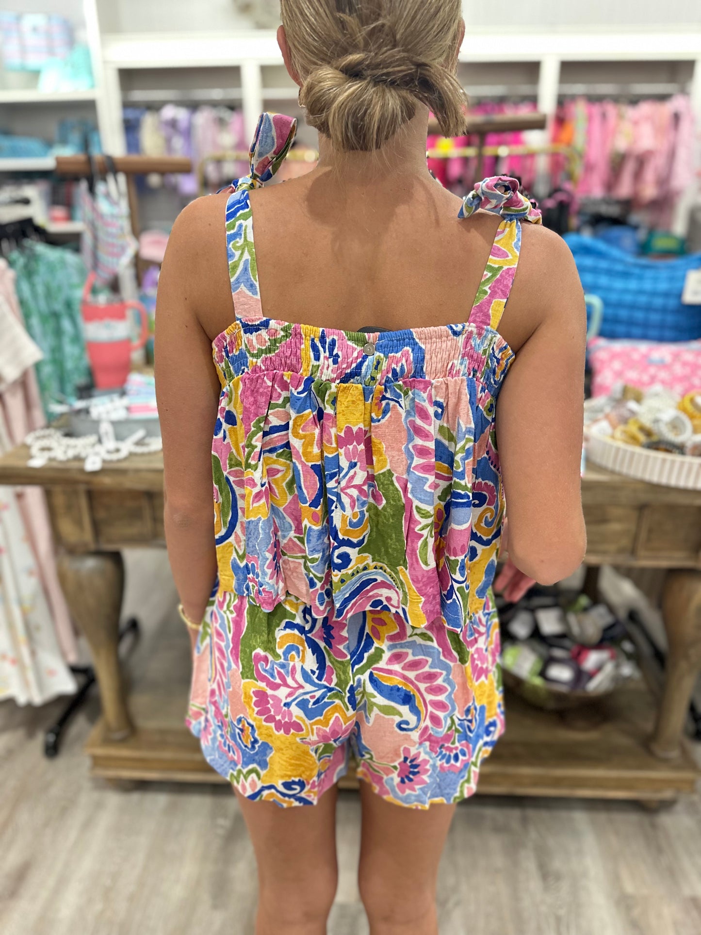 Maddie Watercolor Square Neck Top