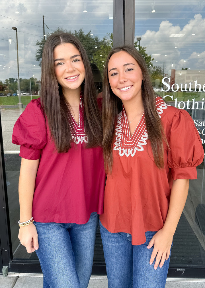 Eloise Embroidered Fall Top