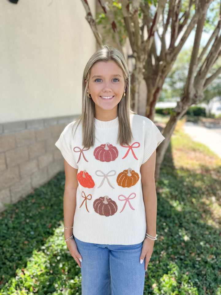 Josie Pumpkin Rows Sweater Top