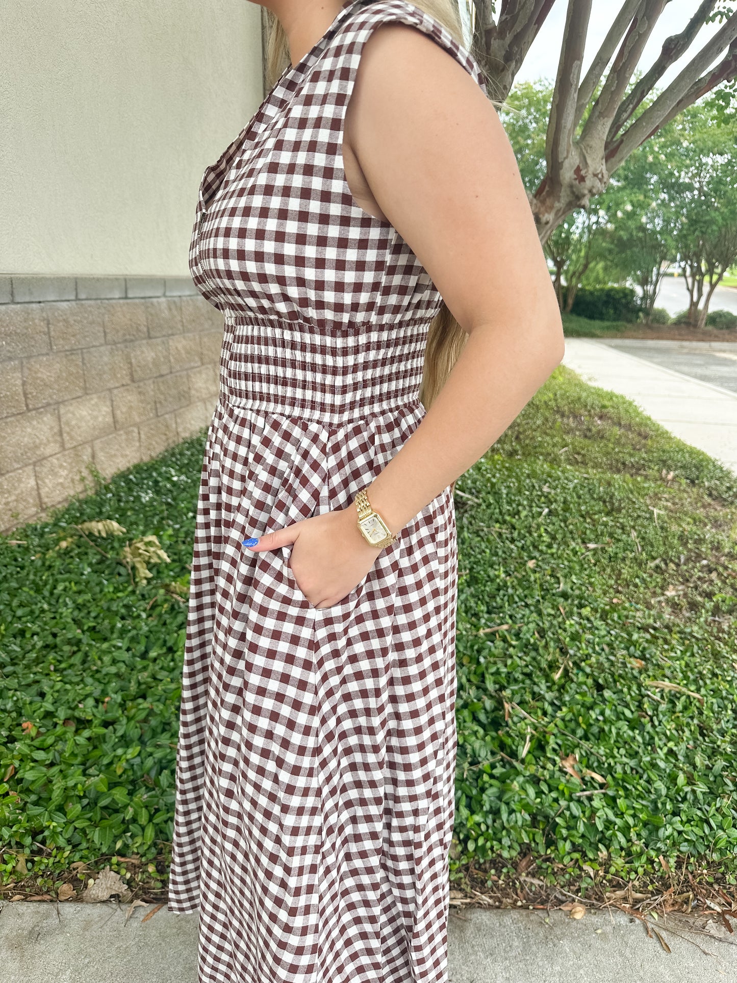 Candace Gingham Midi Dress