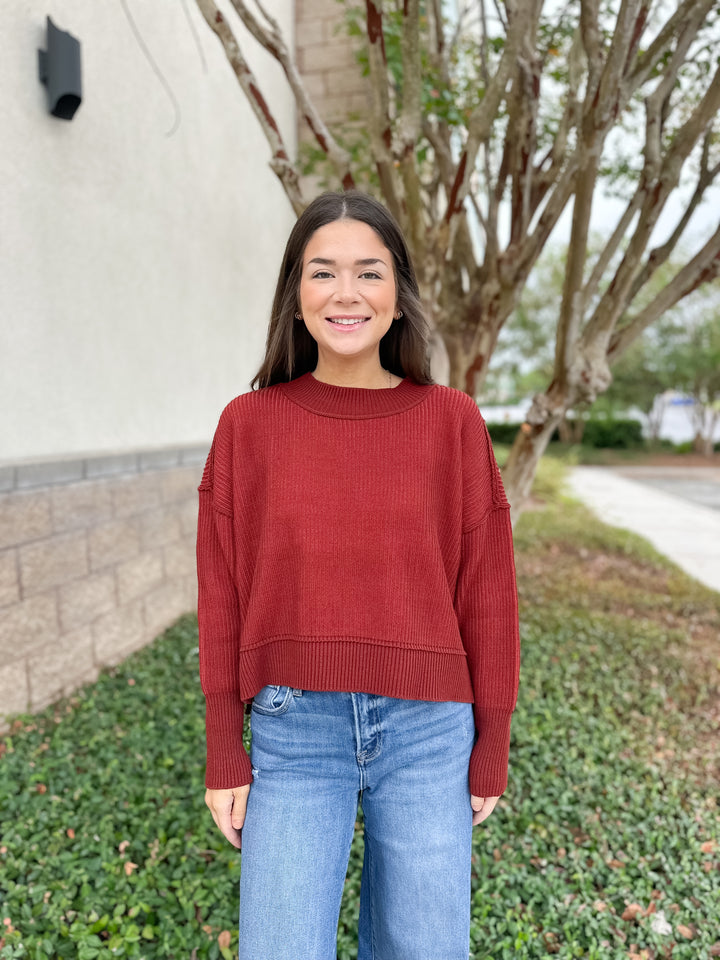 Courtney Ribbed Sweater - Rust