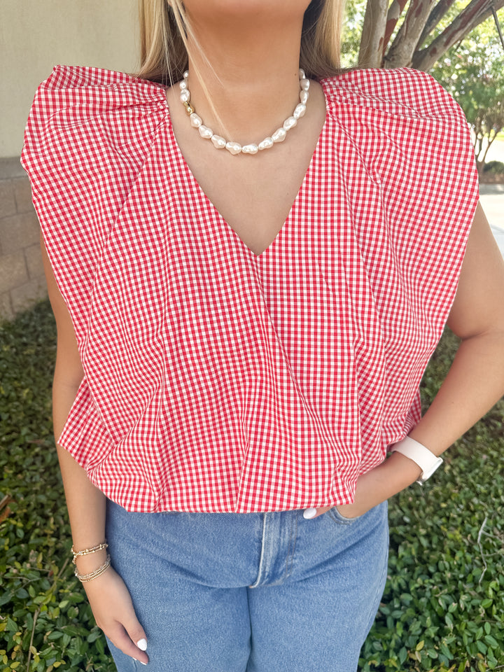 Francis Bubble Top - Red Gingham