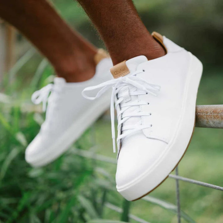 Olukai Men’s Lae’ahi Li’Ili Waterproof Leather Sneaker - Bright White|Bright White