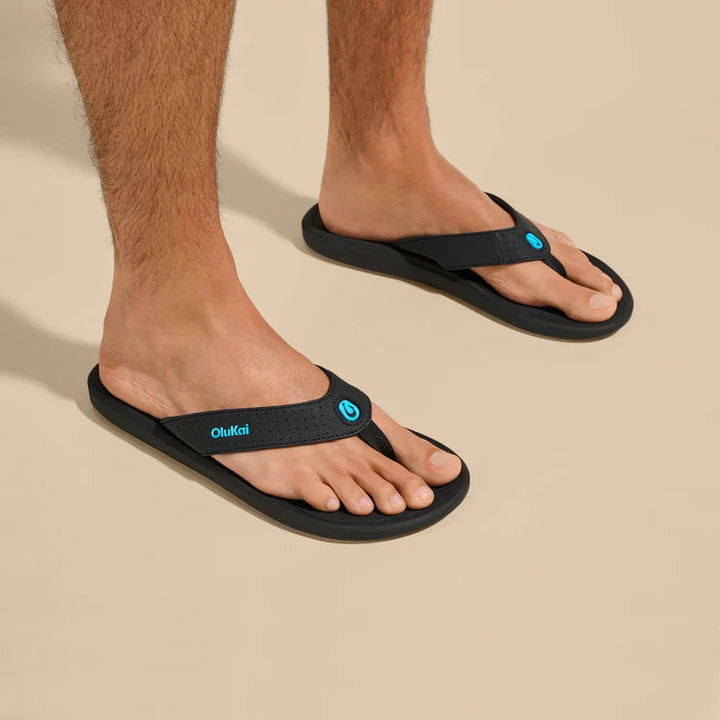 OluKai Men’s Ki’i Lightweight Beach Sandal - Lava Rock|Bold Blue