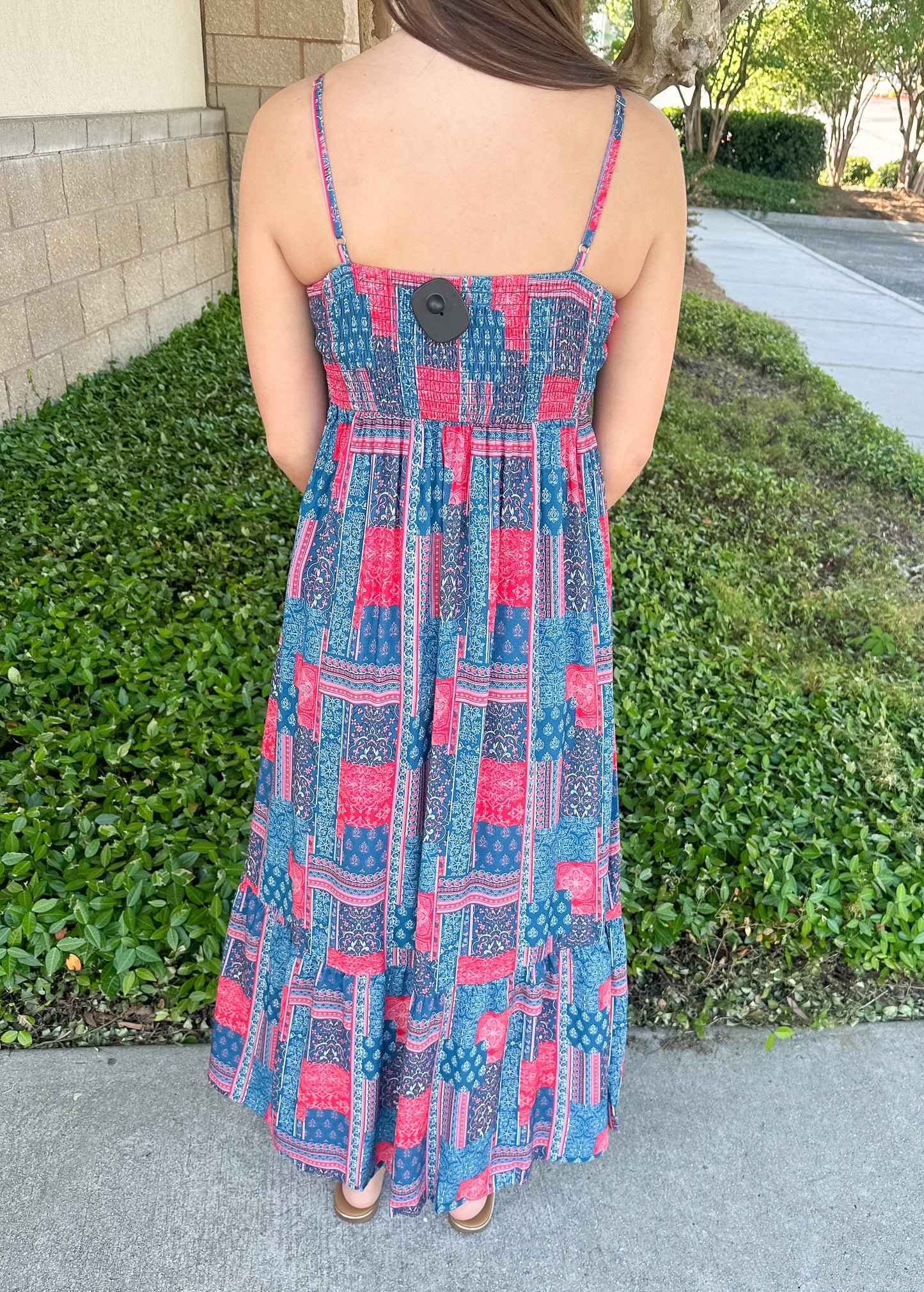 Margie Tiered Dress - Red & Blue