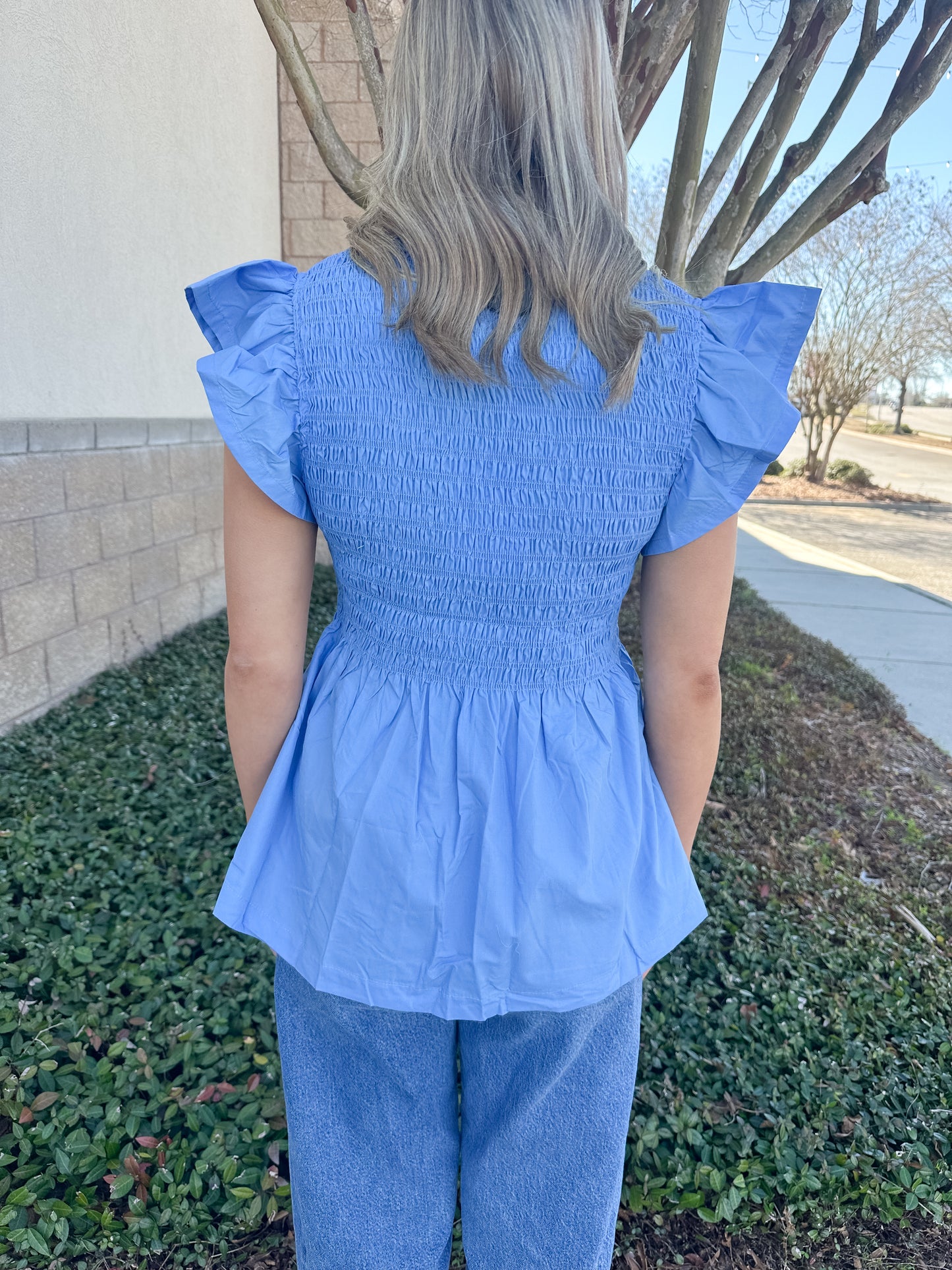 Andy Smocked Top - Chambray