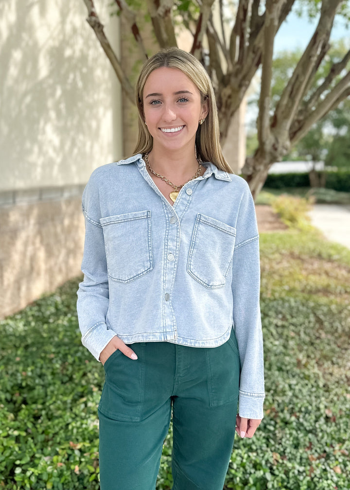 Z-Supply All Day Cropped Knit Denim - Washed Indigo