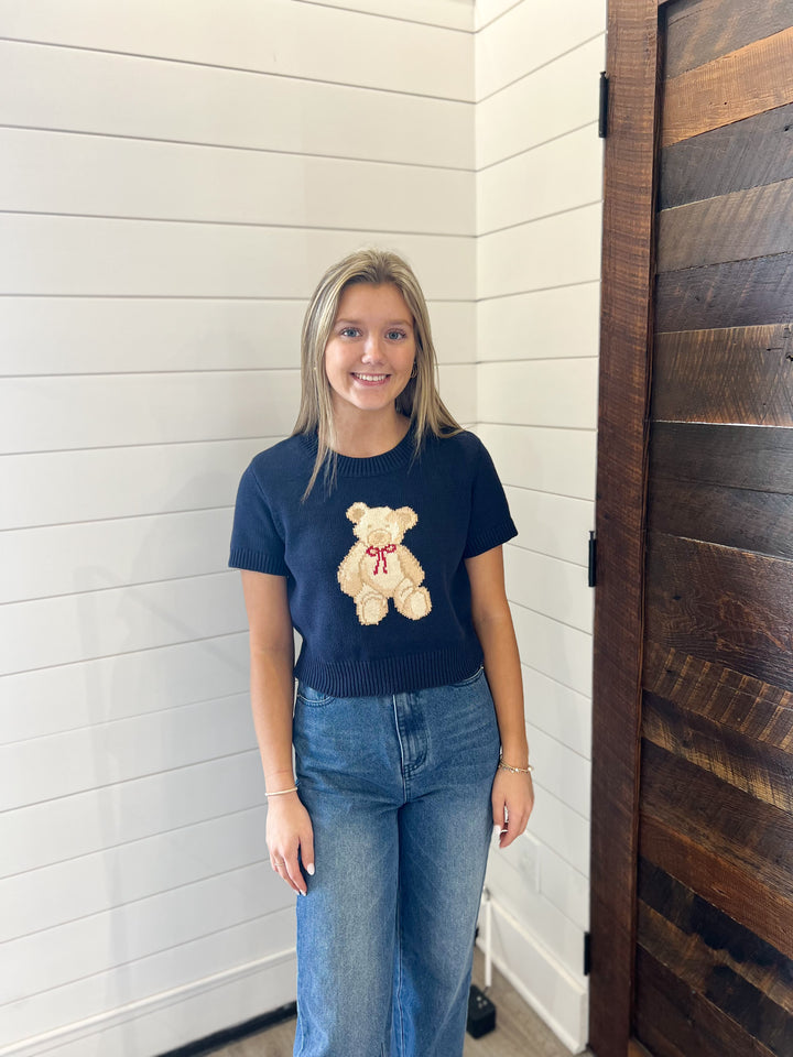 Teddy Sweater Top - Navy