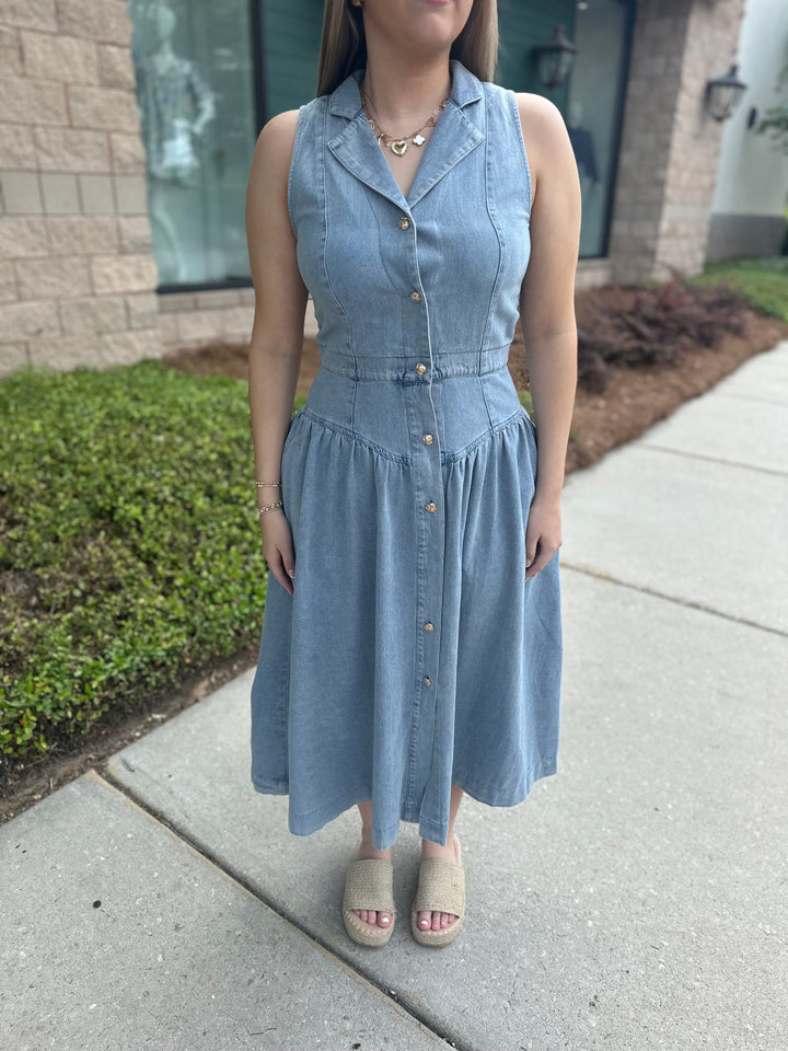 Saylor Denim Maxi Dress