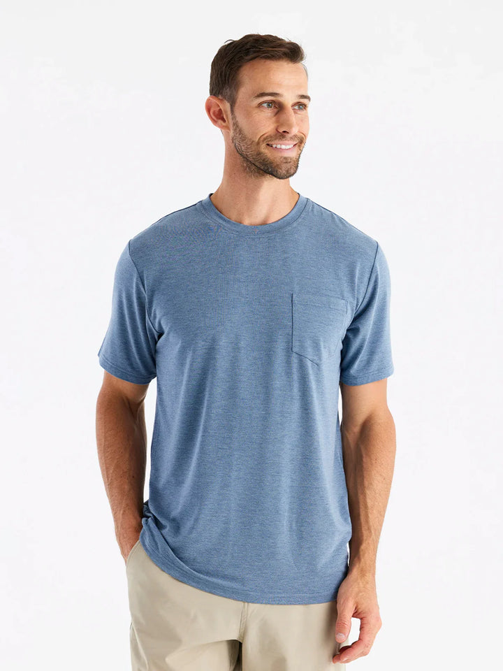 Free Fly Men’s Bamboo Flex Pocket Tee - Heather Deep Water