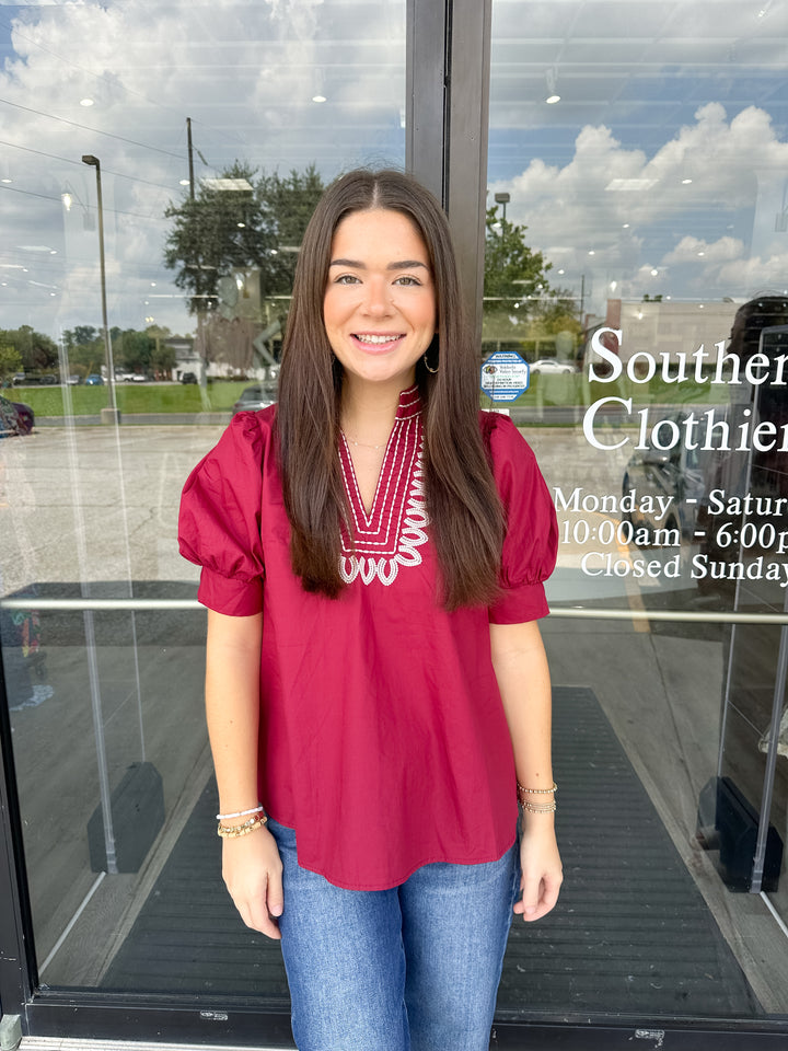 Eloise Embroidered Fall Top