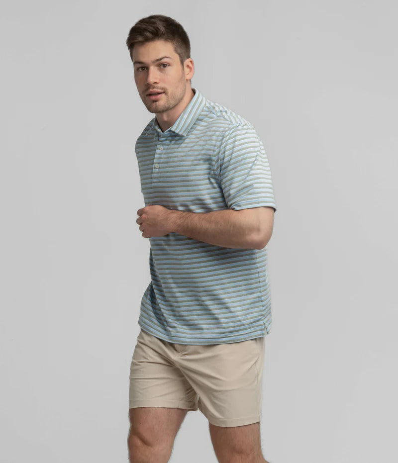 SSCO Men’s Cahaba Heather Stripe Performance Polo - Ridgeway