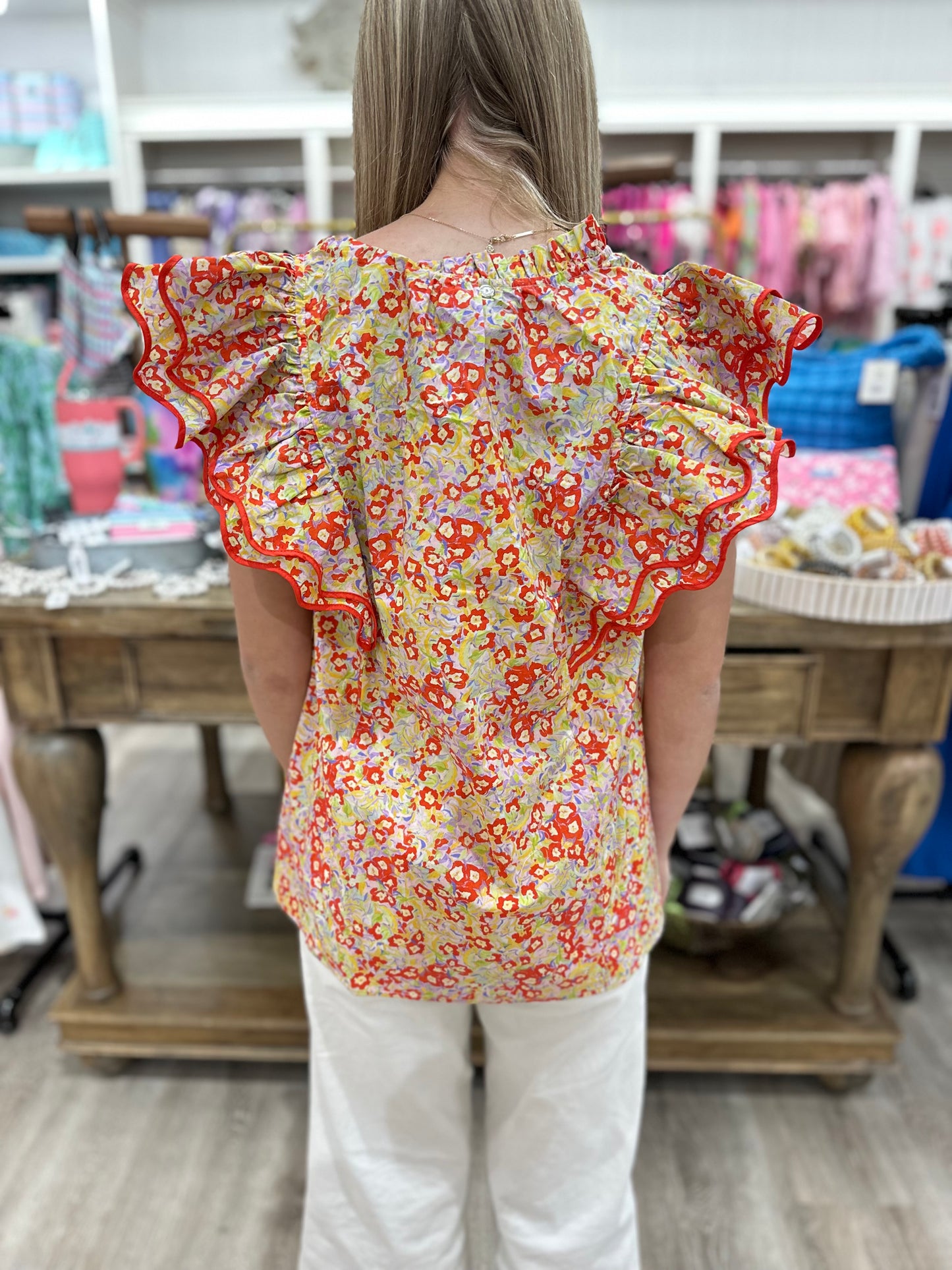 Annie Ruffle Sleeve Top