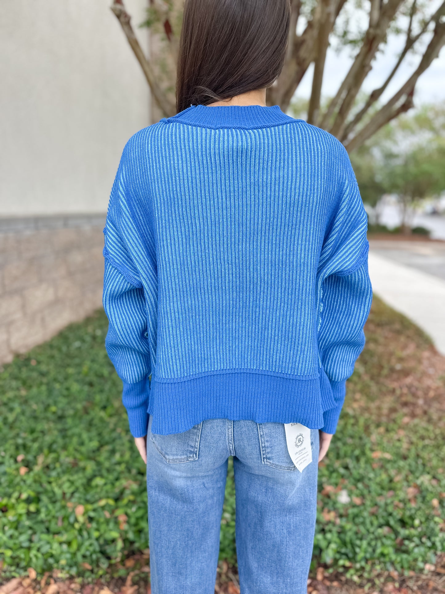 Courtney Ribbed Sweater - Blue
