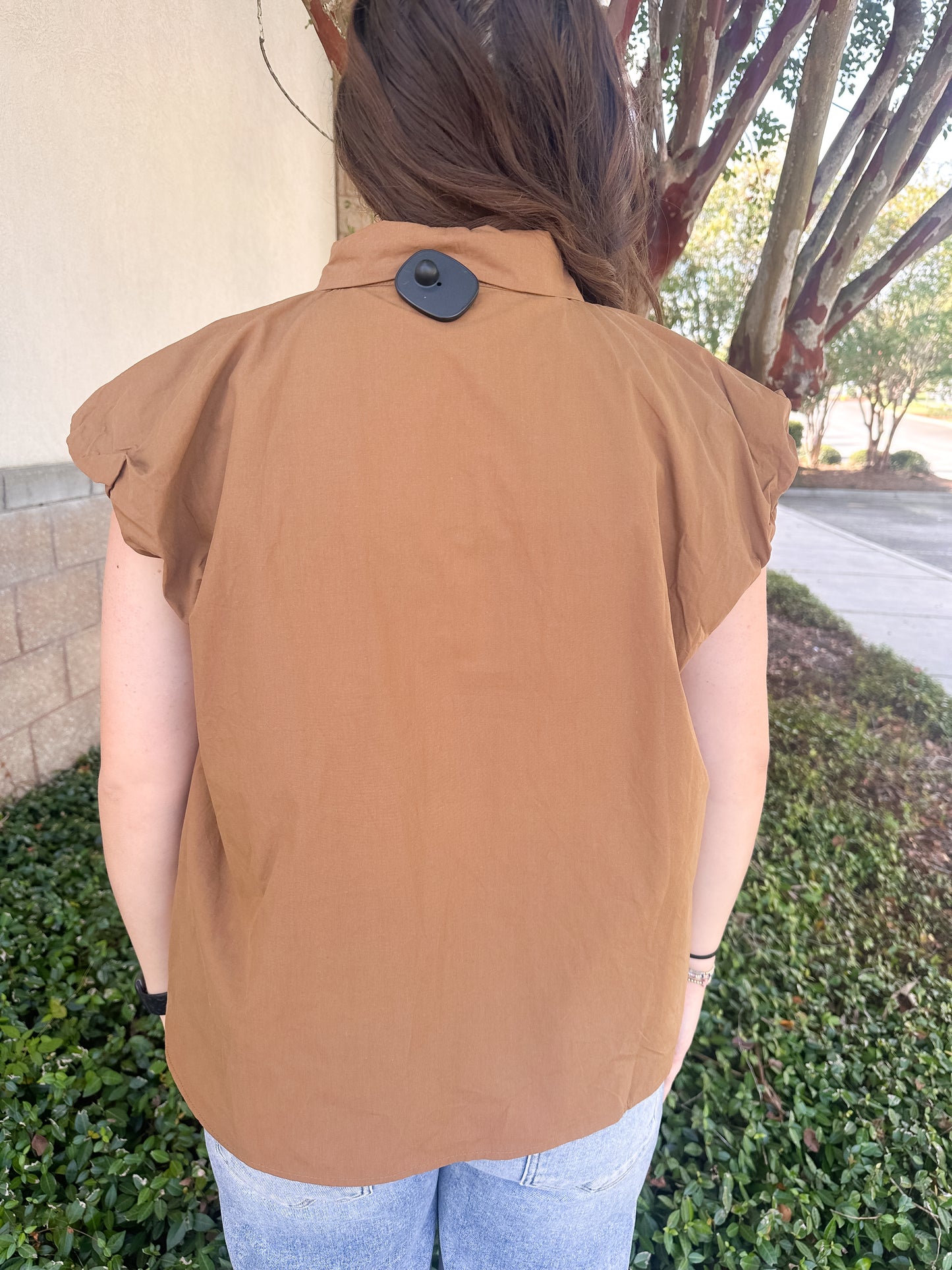 Ray Button Top - Brown