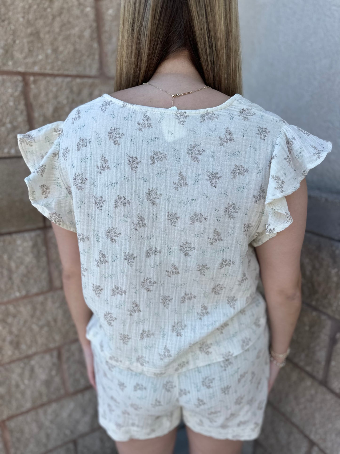 Vintage Floral Gauze V-Neck Top