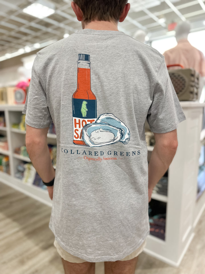 Collared Greens Oysters & Hot Sauce S/S T-Shirt - Grey