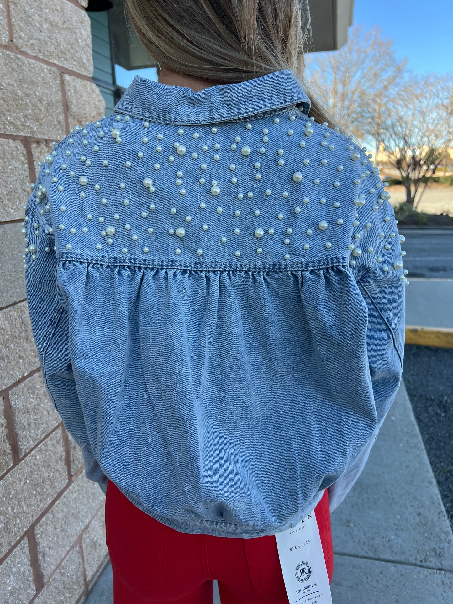 Pearls Please Denim Jacket