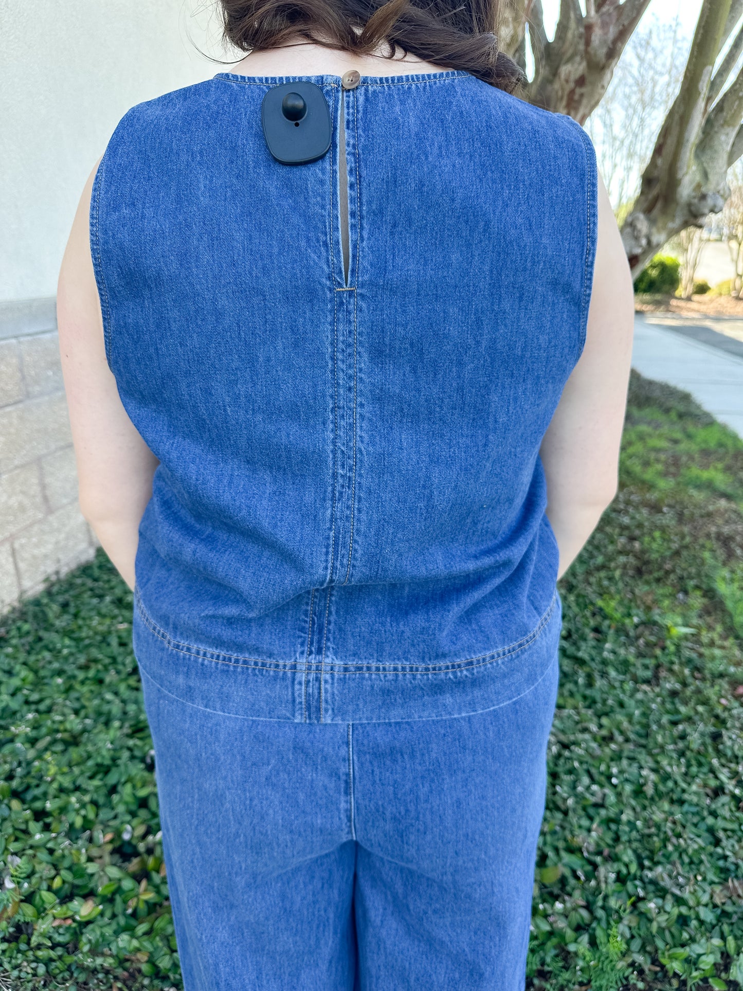 Sun Seeker Cropped Denim Tank - Deep Water