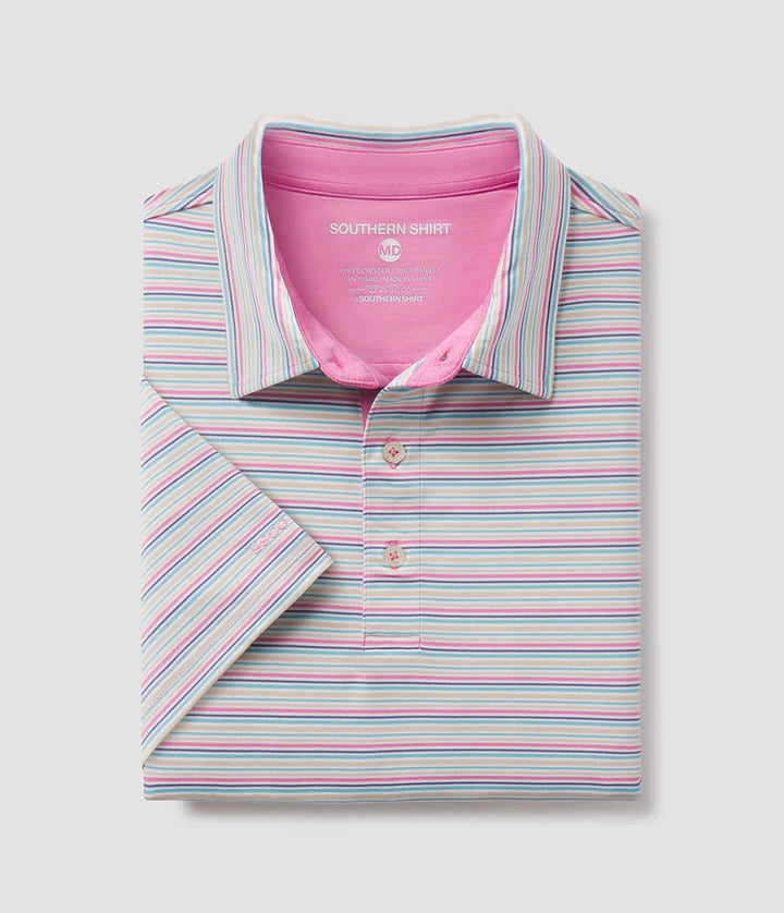 SSCO Men’s Sawgrass Stripe Performance Polo - Crunchberry