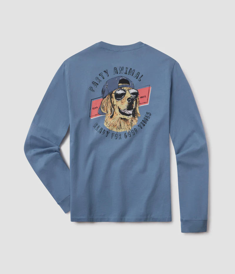 SSCO Men’s Party Animal L/S Pocket T-Shirt - Nautical Blue