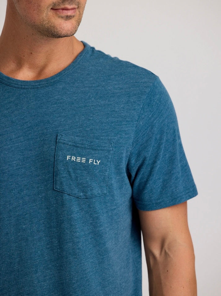 Free Fly Men’s Salt And Sun Pocket Tee - Heather Legion Blue