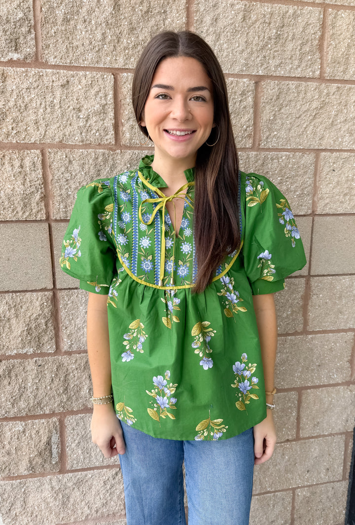 Autumn Bloom Blouse - Green