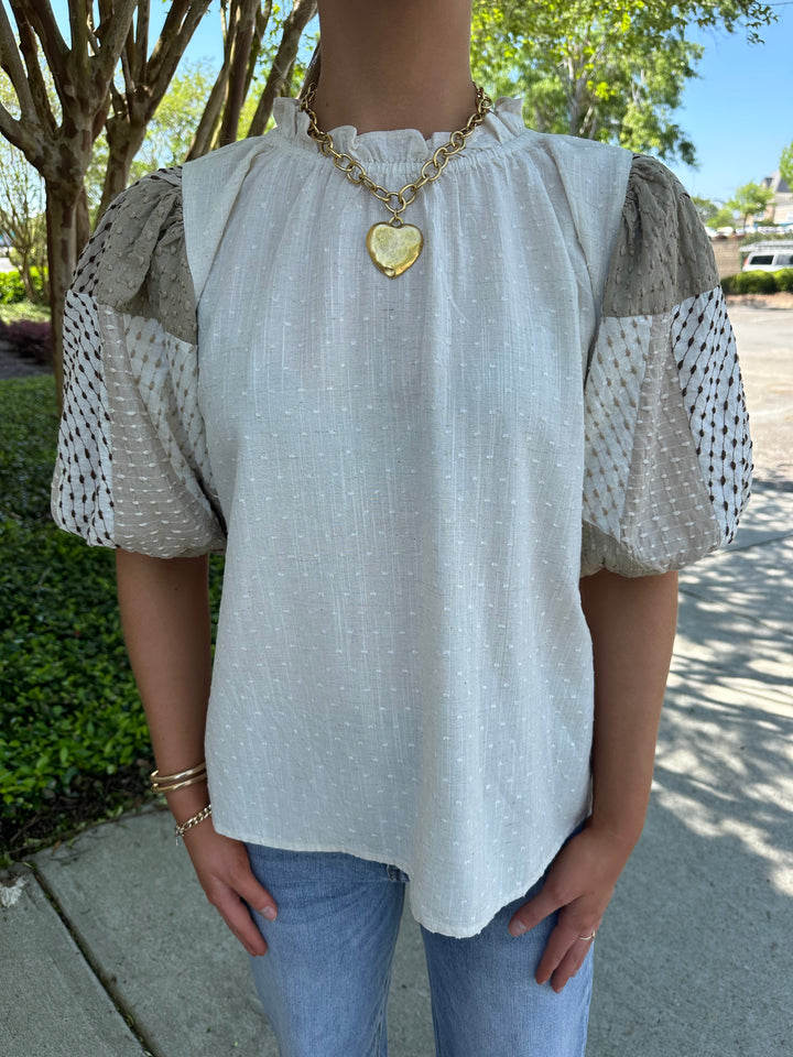 Gibson Textured Puff Sleeve Top