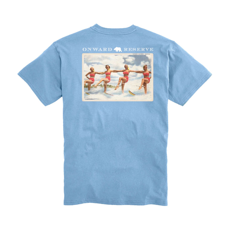 Onward Reserve Vintage Ski Postcard S/S Pocket T-Shirt - Sky