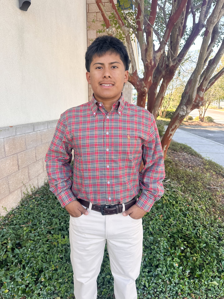 S. Casanova Opening Morning Tartan Button Down