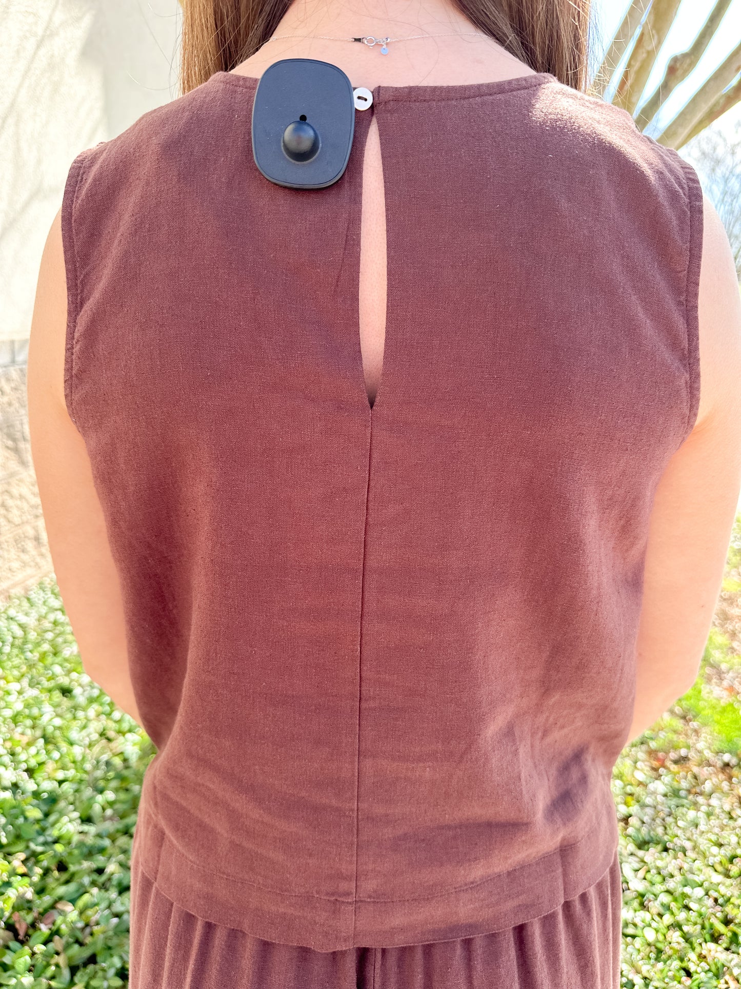 Sloane Linen Top - Chocolate Cherry