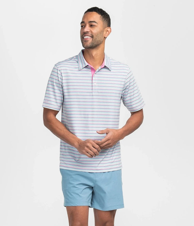 SSCO Men’s Sawgrass Stripe Performance Polo - Crunchberry