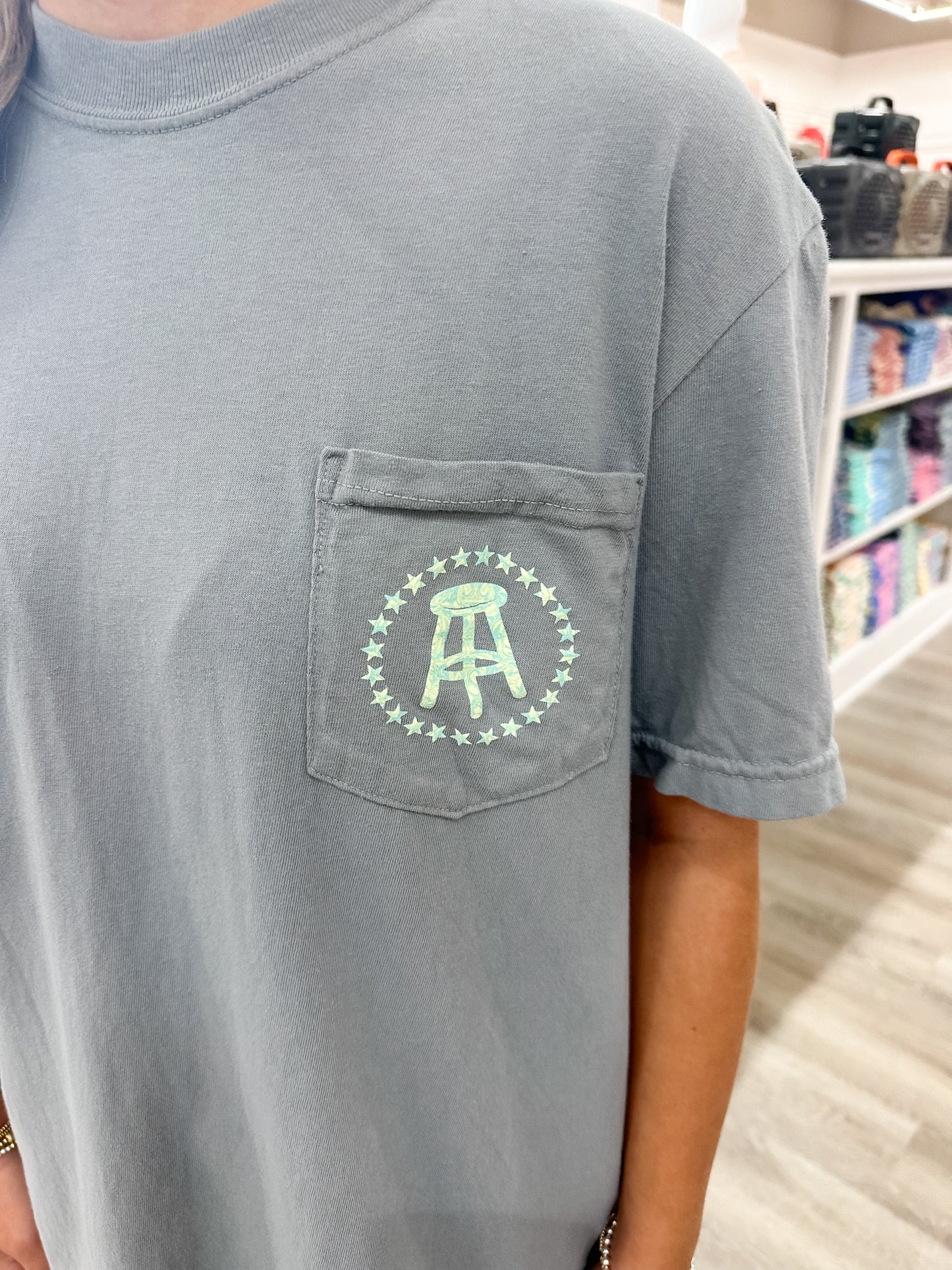 Barstool Stools & Star S/S Pocket T-Shirt - Granite