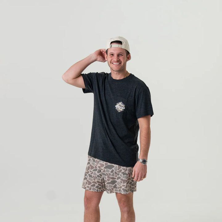 Burlebo Men’s Rad Dad Deer Camo S/S Pocket T-Shirt - Heather Black
