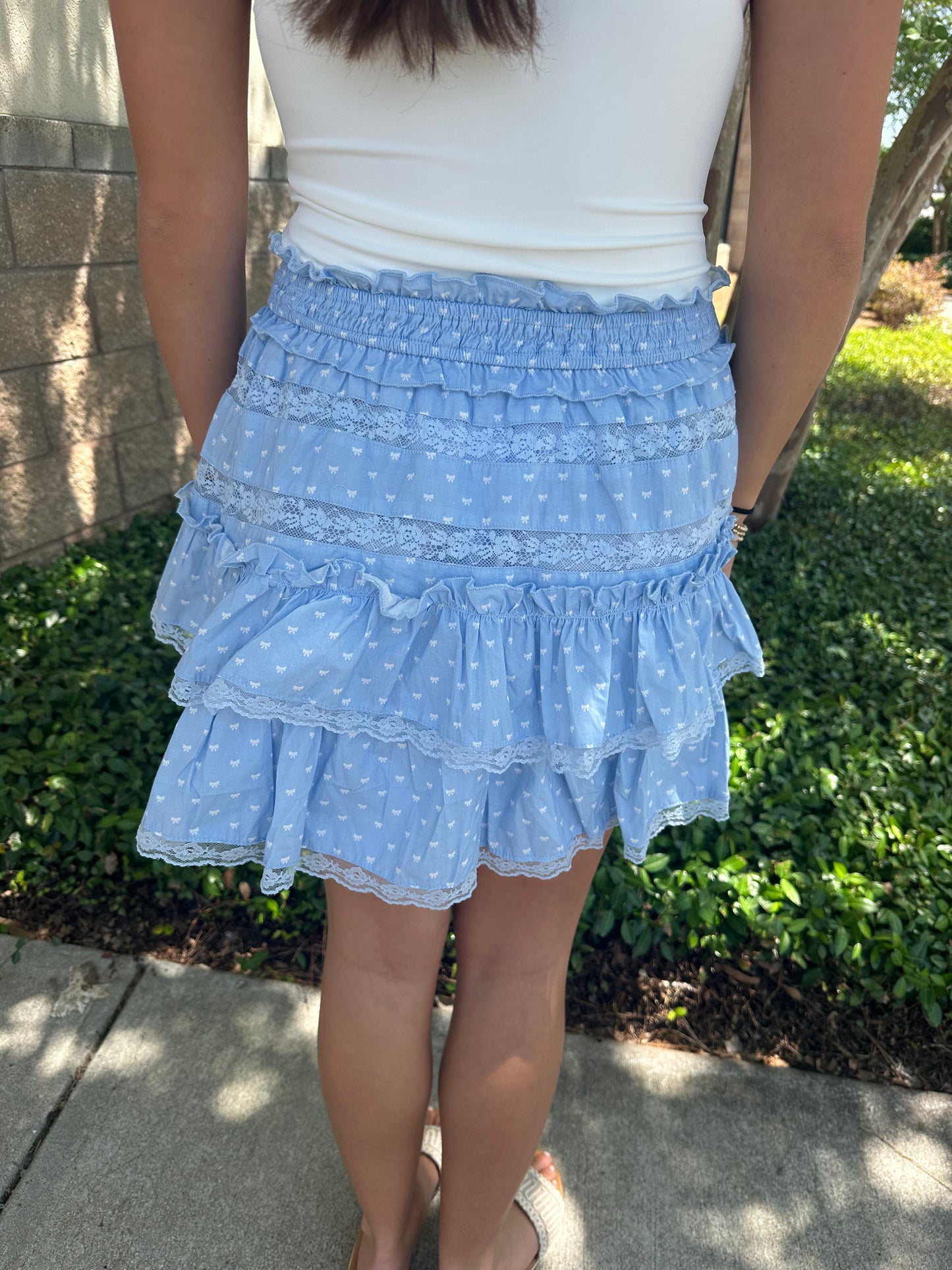 Bow Ditsy Lace Mini Skirt