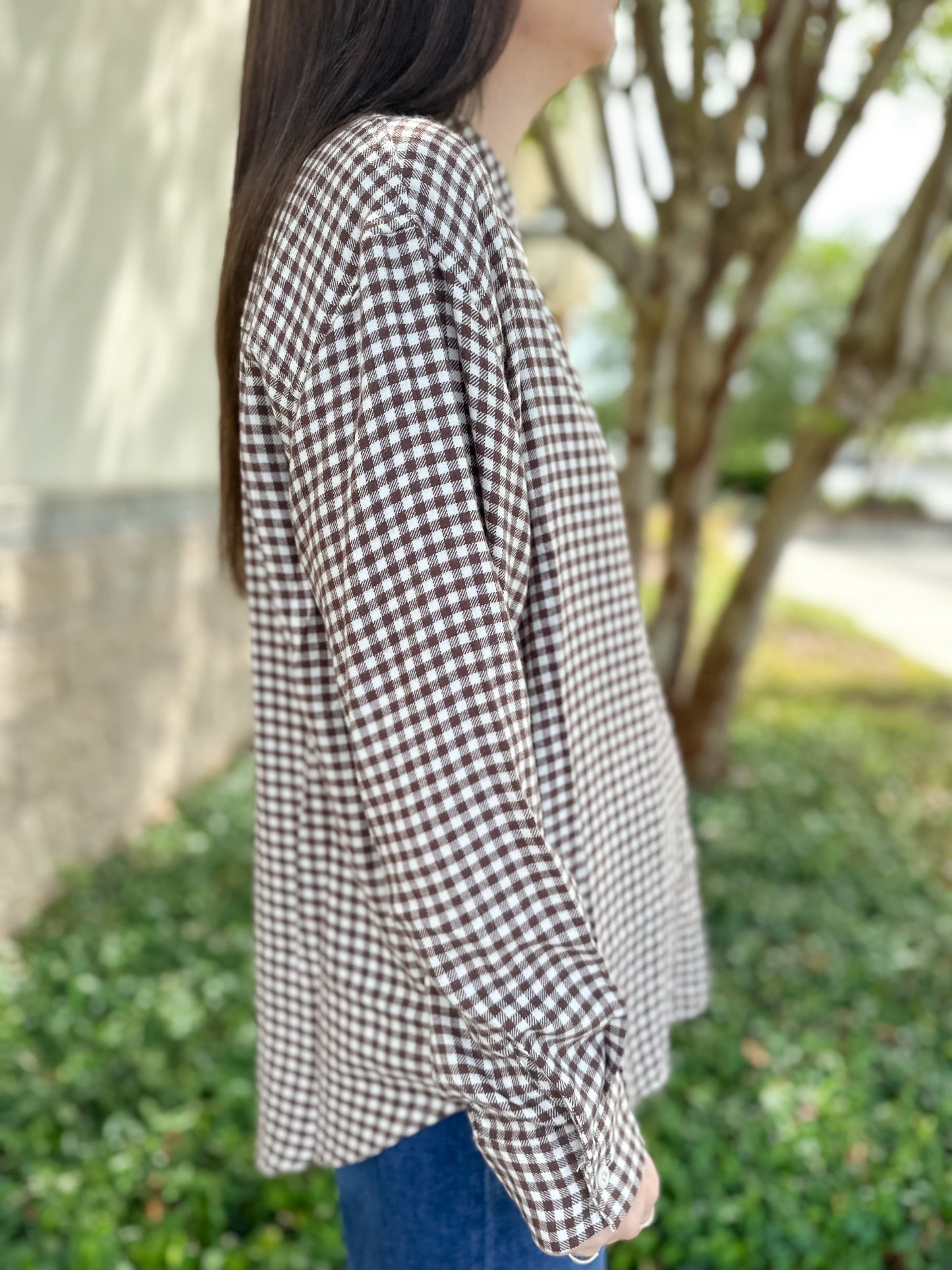 River Plaid Button Up - Chocolate Cherry