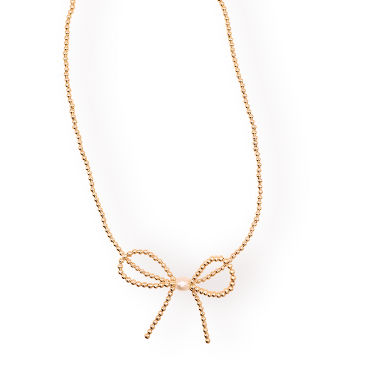 Beaded Blondes Bow Necklace