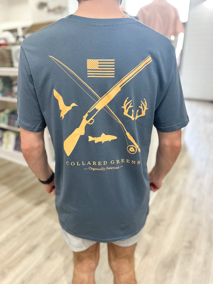 Collared Greens Field & Stream S/S T-Shirt - Steel Blue