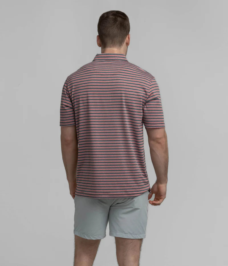 SSCO Men’s Cahaba Heather Stripe Performance Polo - Black Cherry