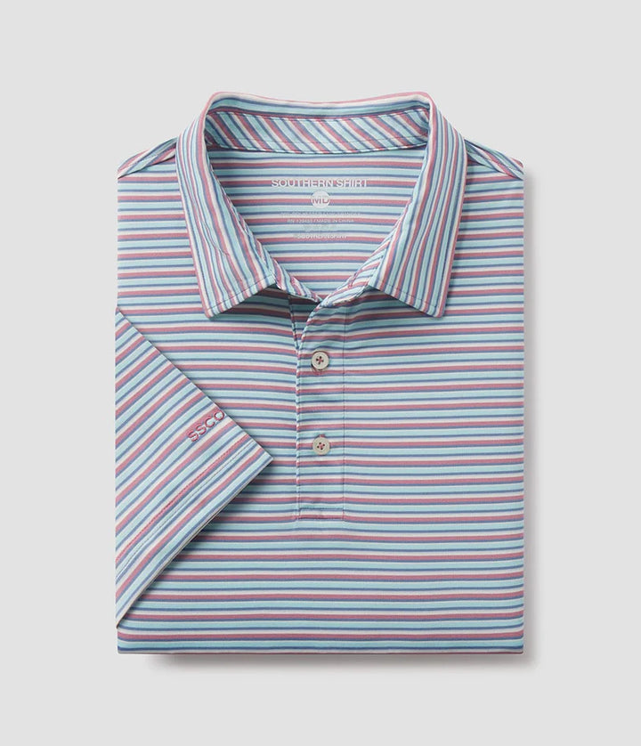 SSCO Men’s Tybee Stripe Performance Polo - Tropsicle
