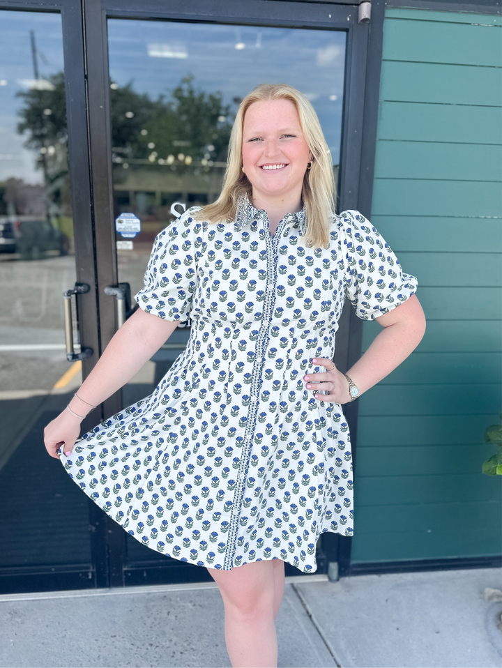 Rory Dress - Floral Foulard Navy