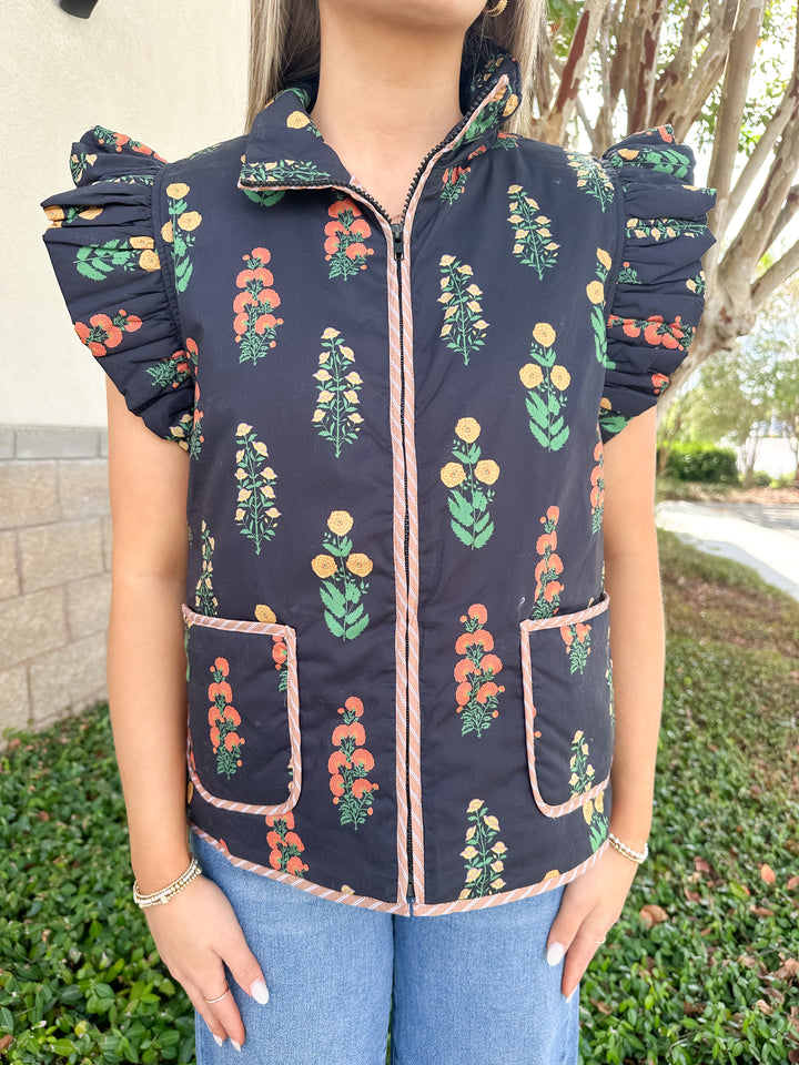 Fall Harvest Contrast Trim Vest