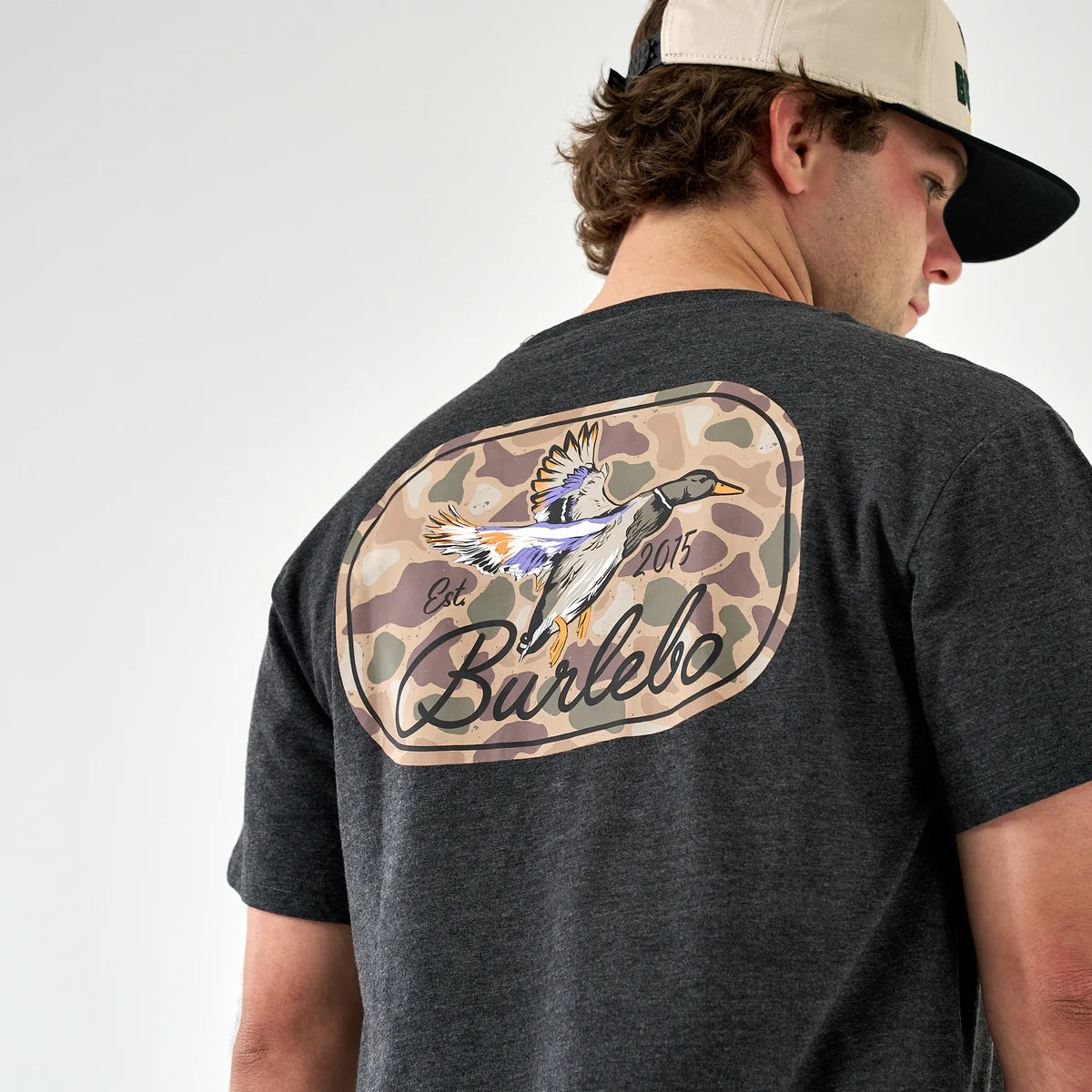 Burlebo Men’s Ducks Flying In Pocket T-Shirt - Heather Black